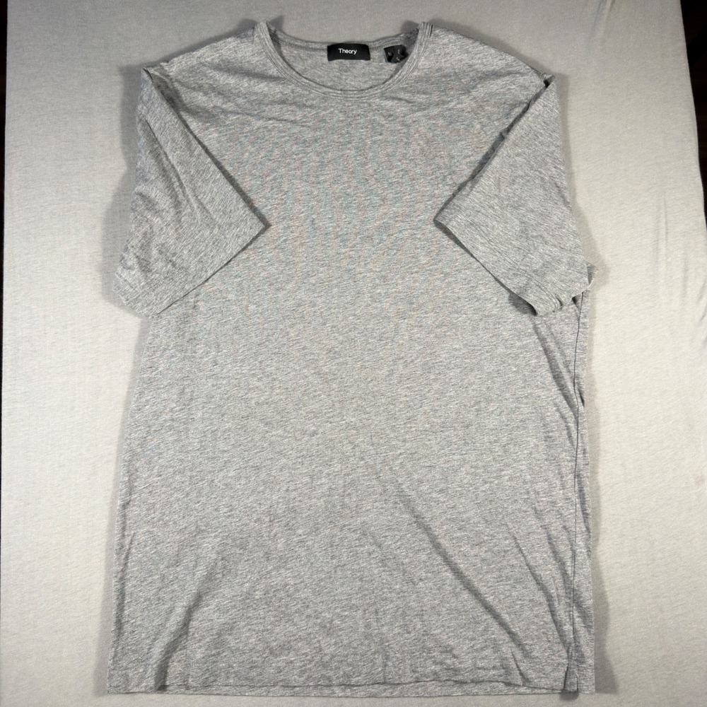 Theory Mens Precise Tee O Luxe Tee Org Gray Pima Cotton Crewneck Shirt Size M